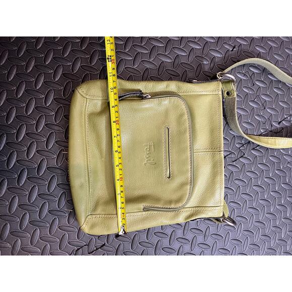 y2k Fossil Lime Green Leather Shoulder Crossbody Bag Womens Purse - Picture 8 of 10